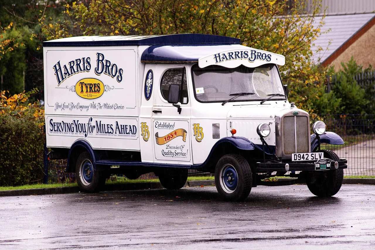 van, advertising, vehicle, oldtimer, vintage, headlights, automobile, nostalgia